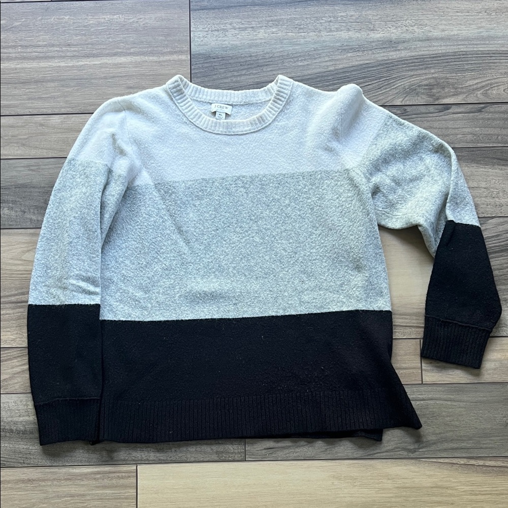 J. Crew Women's Color Block Crewneck Sweater - Black, Gray, White